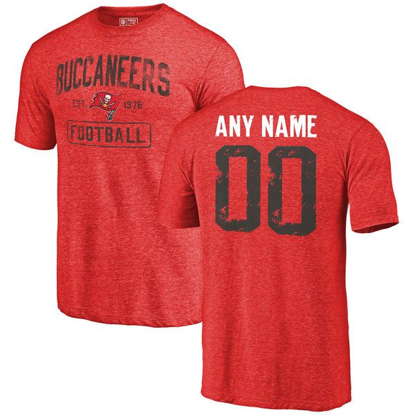 Men Red Tampa Bay Buccaneers Distressed Custom Name and Number Tri-Blend Custom NFL T-Shirt->nfl t-shirts->Sports Accessory